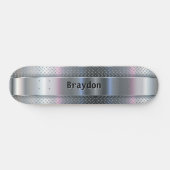 Skateboard Ajouter Nom, Initiales, Metal Shine Checkerplate L (Horz)