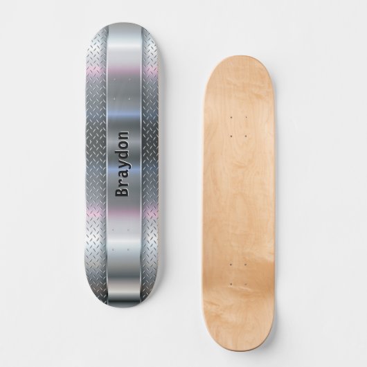 Skateboard Ajouter Nom, Initiales, Metal Shine Checkerplate L (Recto)
