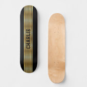 Skateboard Ajouter un nom, Bande d'or sur noir (Recto)