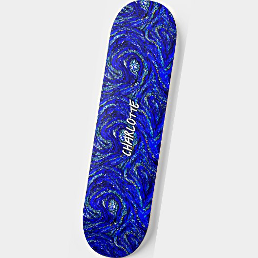 Skateboard Ajouter un nom, des flèches bleues et blanches