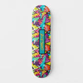 Skateboard Ajouter un nom, Graffiti bleu rose orange (Recto)