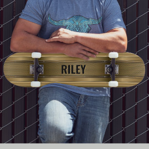 Skateboard Ajouter un nom Initiales, Bandes métalliques d'or 