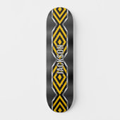 Skateboard Ajouter un nom Initiales, Métallurgique Jaune Noir (Recto)