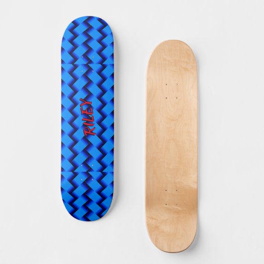 Skateboard Ajouter un nom Initiales, Motif de hachage bleu ti (Recto)