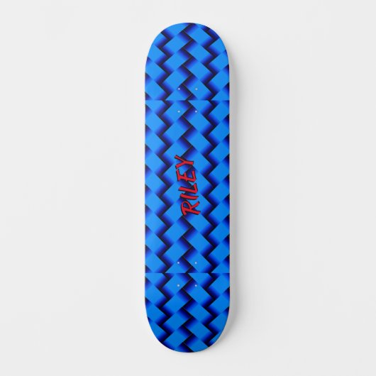 Skateboard Ajouter un nom Initiales, Motif de hachage bleu ti (Recto)