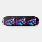 Skateboard Ajouter un nom, Loup de néon rose (Horz)