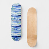 Skateboard Ajouter un nom, Ocean Waves Blue White (Recto)