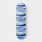 Skateboard Ajouter un nom, Ocean Waves Blue White (Recto)