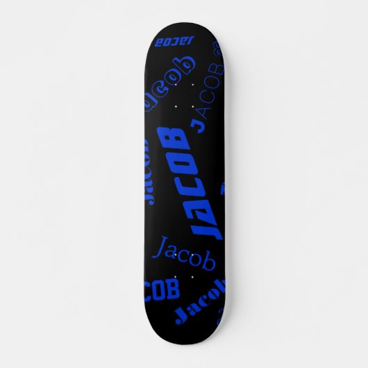 Skateboard Ajouter un nom ou un mot | Bleu et noir (Devant)