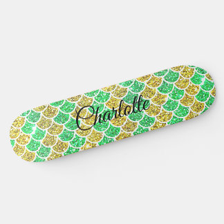 Skateboard Ajouter un nom ou un texte Green Gold Mermaid Scal