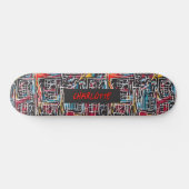 Skateboard Ajouter un nom, rouge bleu jaune (Horz)