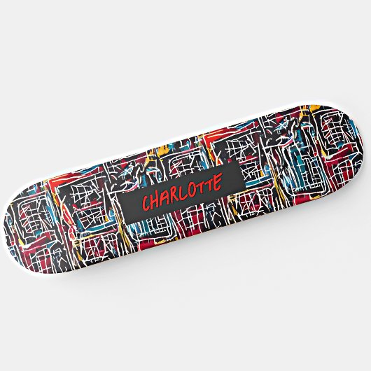 Skateboard Ajouter un nom, rouge bleu jaune