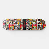 Skateboard Ajouter un nom, rouge jaune noir Abstrait (Horz)