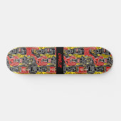 Skateboard Ajouter un nom, Rouge Jaune Noir Chiffres Abstrait (Horz)