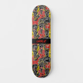 Skateboard Ajouter un nom, Rouge Jaune Noir Chiffres Abstrait (Recto)