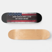 Skateboard Ajouter votre texte sur le drapeau américain (Horz)