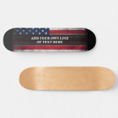 Skateboard Ajouter votre texte sur le drapeau américain (Horz)