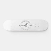 Skateboard Ajoutez Votre Logo Monogramme Initiales Blanc (Horz)