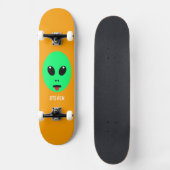 Skateboard Alien Head Green Orange Personnalisé Enfants (Recto)