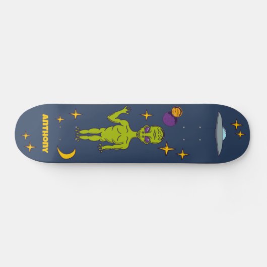 Skateboard Alien spatial avec soucoupe volante personnalisée (Horz)