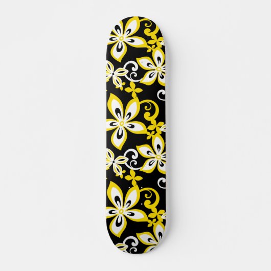 SKATEBOARD ALOHA HAWAII (NOIR/JAUNE) (Devant)
