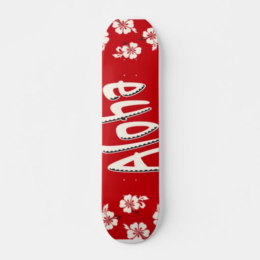 Skateboard Aloha rouge hawaïen (Devant)