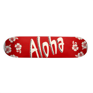 Skateboard Aloha rouge hawaïen