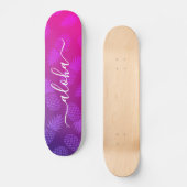 Skateboard Aloha, typographie cool rose violet ananas sombre (Recto)
