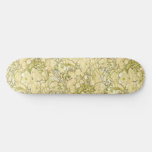 Skateboard Alphonse Mucha Pivoines Motif Floral Art Nouveau