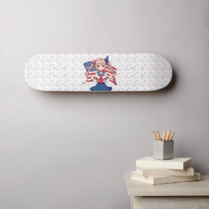 Skateboard Américaine patriotique fille d'anime