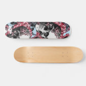 Skateboard American Rose Skulls Skate Deck. (Horz)