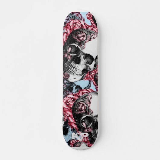 Skateboard American Rose Skulls Skate Deck. (Devant)