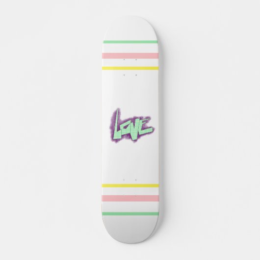 Skateboard amour graffiti menthe violet vert typographie poin (Devant)