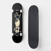 Skateboard Amoureux des chats Siamese Cat Art bleu (Recto)