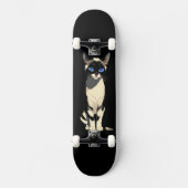 Skateboard Amoureux des chats Siamese Cat Art bleu (Recto)