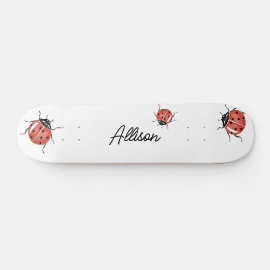 Skateboard Amusant blanc Ladybug (Horz)