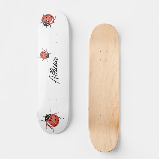 Skateboard Amusant blanc Ladybug (Recto)