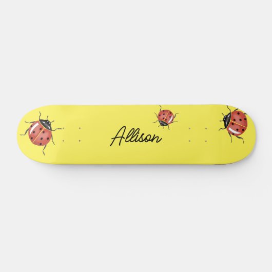 Skateboard Amusant Ladybug jaune (Horz)