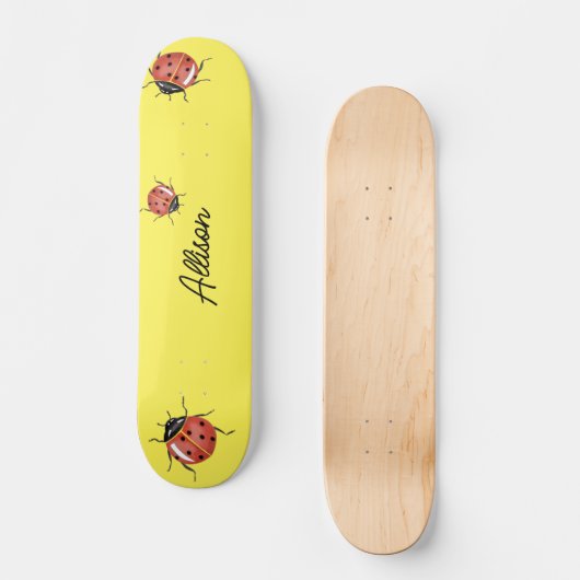 Skateboard Amusant Ladybug jaune (Recto)