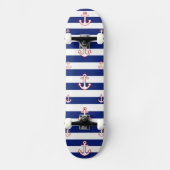 Skateboard Anchors on Stripes Nautical Pattern (Recto)