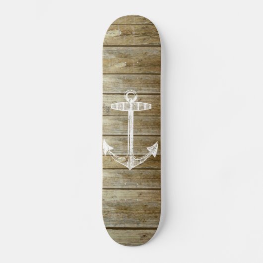 Skateboard Ancre nautique sur le graphique en bois (Recto)