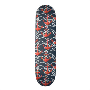Skateboard Ancres et motif nautiques de corde