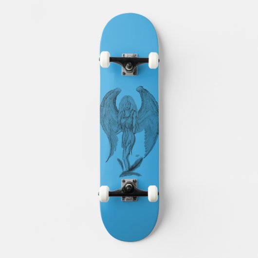 Skateboard Angel - design noir et bleu (Recto)