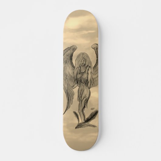 Skateboard Angel en style tatouage (Devant)