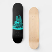 Skateboard Angel, perdu dans la pensée, noir et vert Design (Recto)
