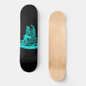 Skateboard Angel, perdu dans la pensée, noir et vert Design (Recto)