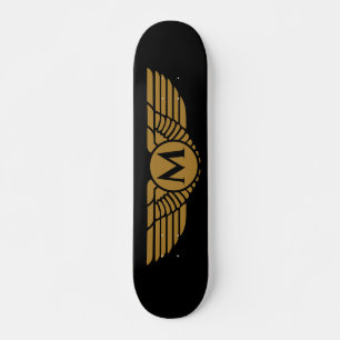 Skateboard Angel Wings Vintage Golden Nom initial Monogramme