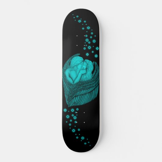 Skateboard Angels Kissing, noir et vert Design (Recto)