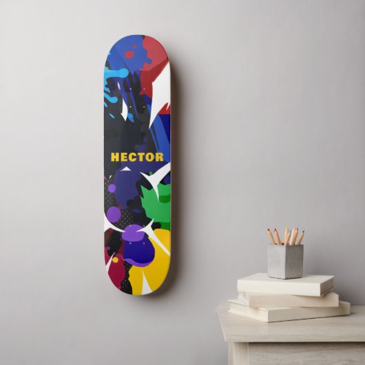 Skateboard Animation 2D colorée personnalisée (Art mural)