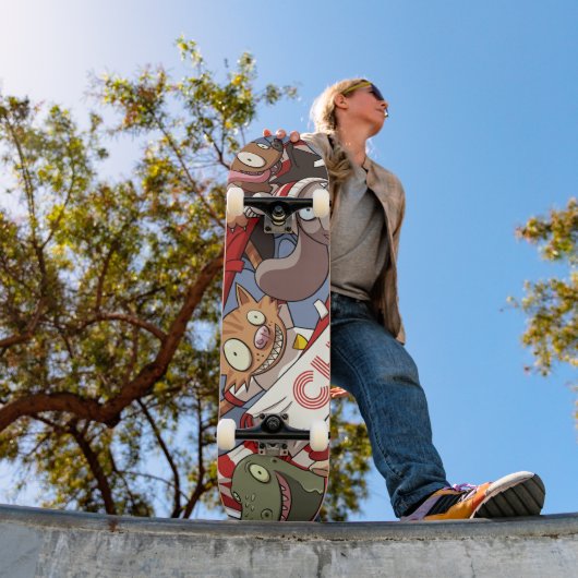 Skateboard Animaux amusants Ventilateurs de sport Chat orange (Extérieur 1)